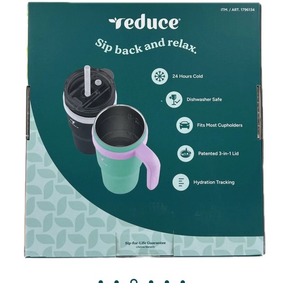 Reduce Insulated Tumbler Set with Straws Black/White - Picture 3 of 4